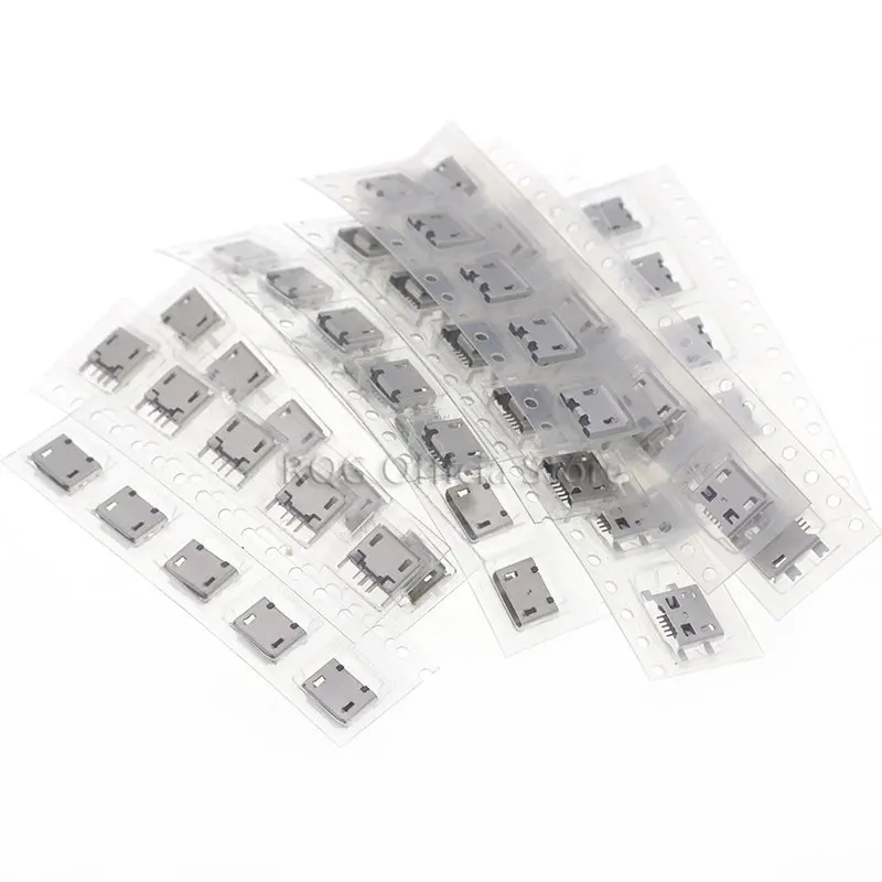 60pcs/lot 5 Pin SMT Socket Connector Micro USB Type B Female Placement 12 Models SMD DIP Socket Connector