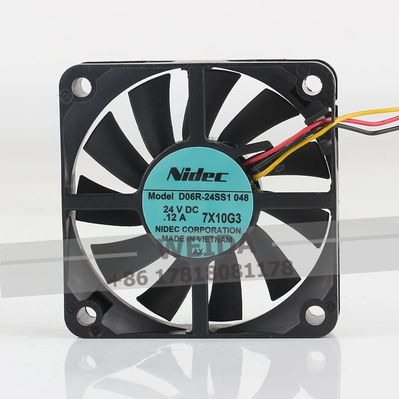

6CM New Original Nidec DC24V 0.12A 6015 Silent frequency converter 60X60X15MM Three-wire D06R-24SS1 Cooling fan