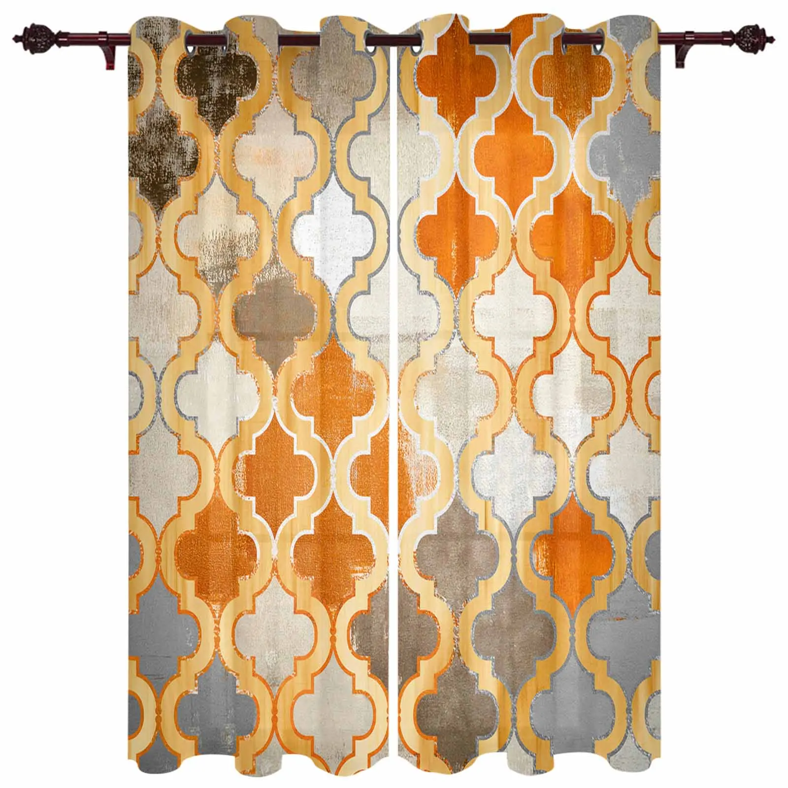 Painted Mottled Modern Morocco Indoor Bedroom Kitchen Curtains Living Room Luxury Drapes Large Curtains Window Treatments