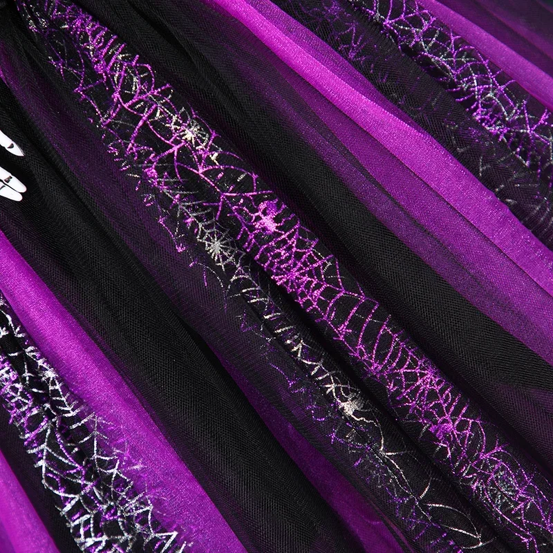 CHILDREN'S Dresses Halloween Costumes Cosplay Witch Dress Skeleton Purple Long Skirt Carnival Party Clothes With Hats And Sw MN1