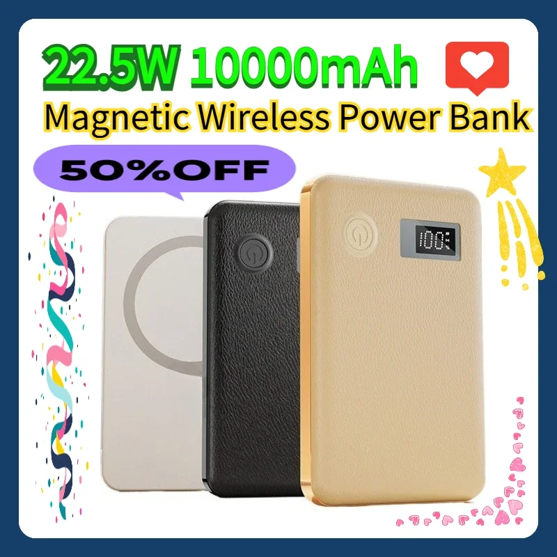 

For IPhone Xiaomi Samsung Huawei Xiaomi Mini 10000mAh Magnetic Wireless Power Bank 22.5W Ultra Fast Charging External Battery