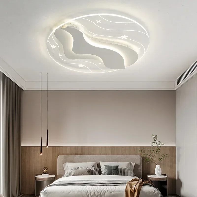 SANDYHA Romantic Warm White Ceiling Light LED Lamp Round Design for Bedroom Living Room with Remote Control Dimming Features