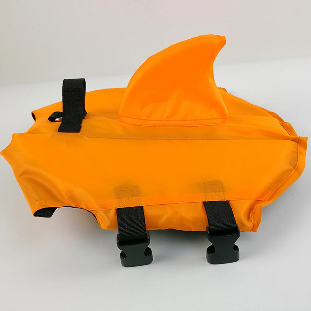 Traje de baño para perro con aleta de tiburón, chaleco salvavidas naranja para perros, chaqueta de natación, disfraz para cachorro, doble protección, flotación de seguridad ajustable para mascotas