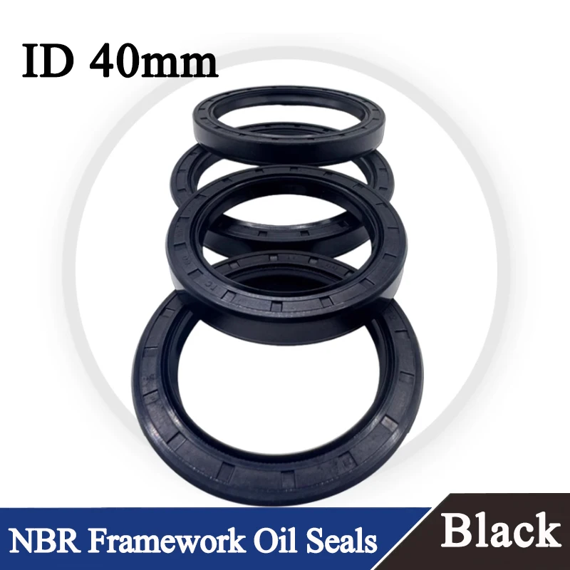 

ID 40mm TC NBR Oil Seal OD 50mm ~ 90mm THK 5/7/8/10/12mm Nitrile Rubber Oil Resistant Double Lip Skeleton Rotating Shaft Gaskets
