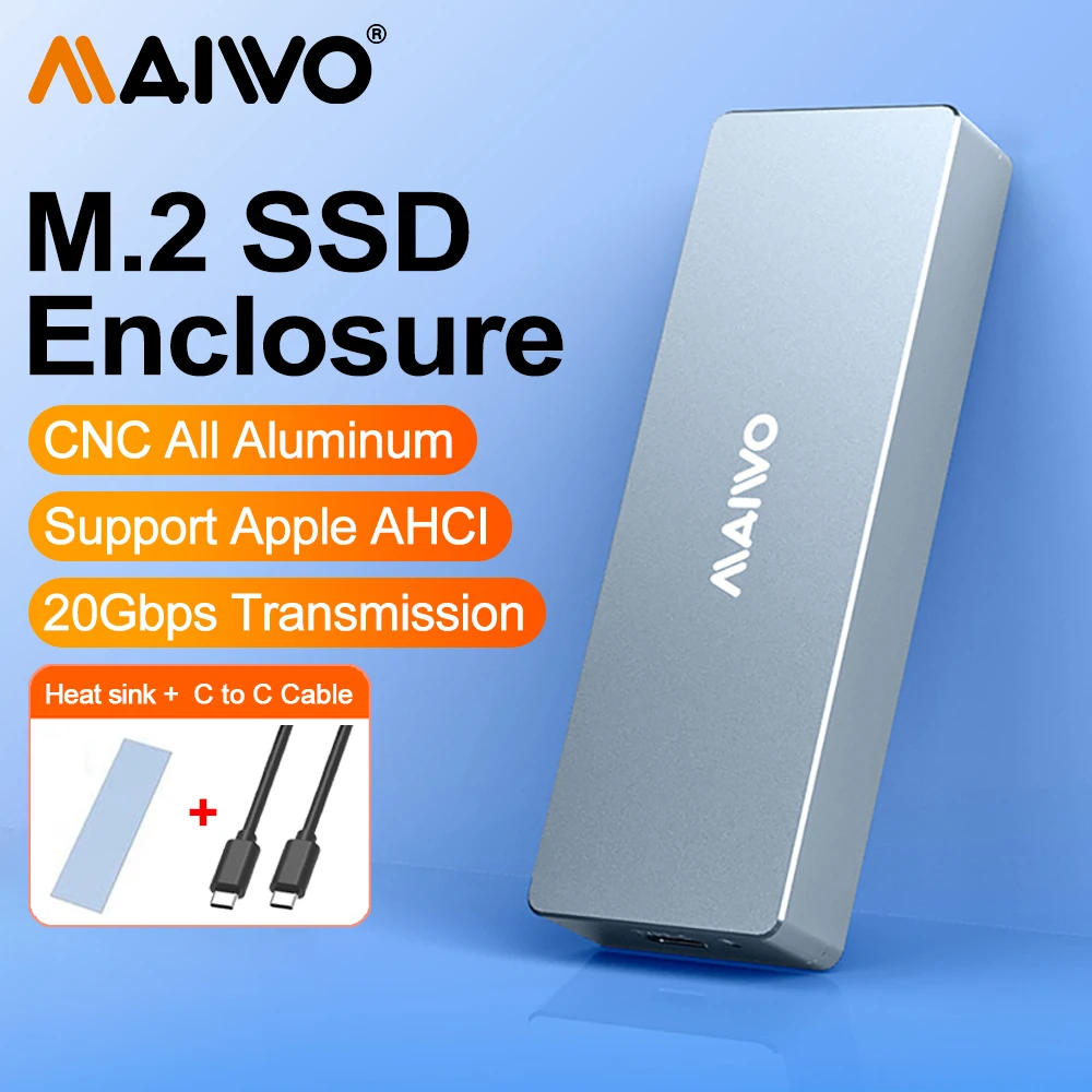 

Maiwo NVME External Hard Drive Box Apple AHCI Solid State Drive Box 10Gbps Type-C Case for Macbook Air/Pro Laptop Hard Drive