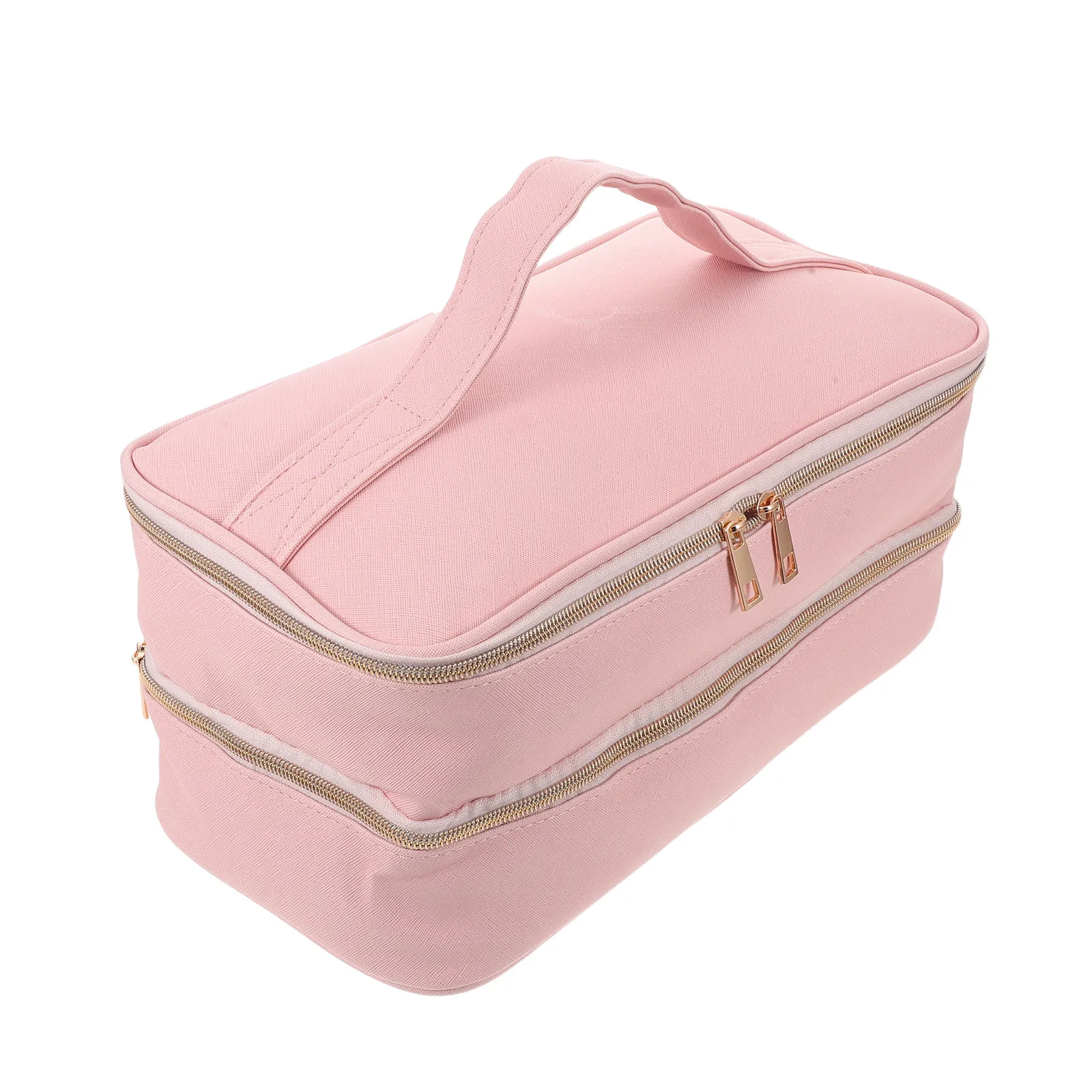Double Layer PU Travel Hair Tools Storage Bag Portable Pink Shockproof Carrying Case Hair Dryer Curling Iron Organizer