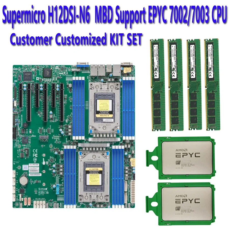 

H12DSI-N6 Rev 2.0 Server Motherboard + 2* EPYC 7F72 7F52 7F32 7H12 7742 7702 7662 7642 7552 7542 7532 7502 CPU DDR4 3200MHZ RAM