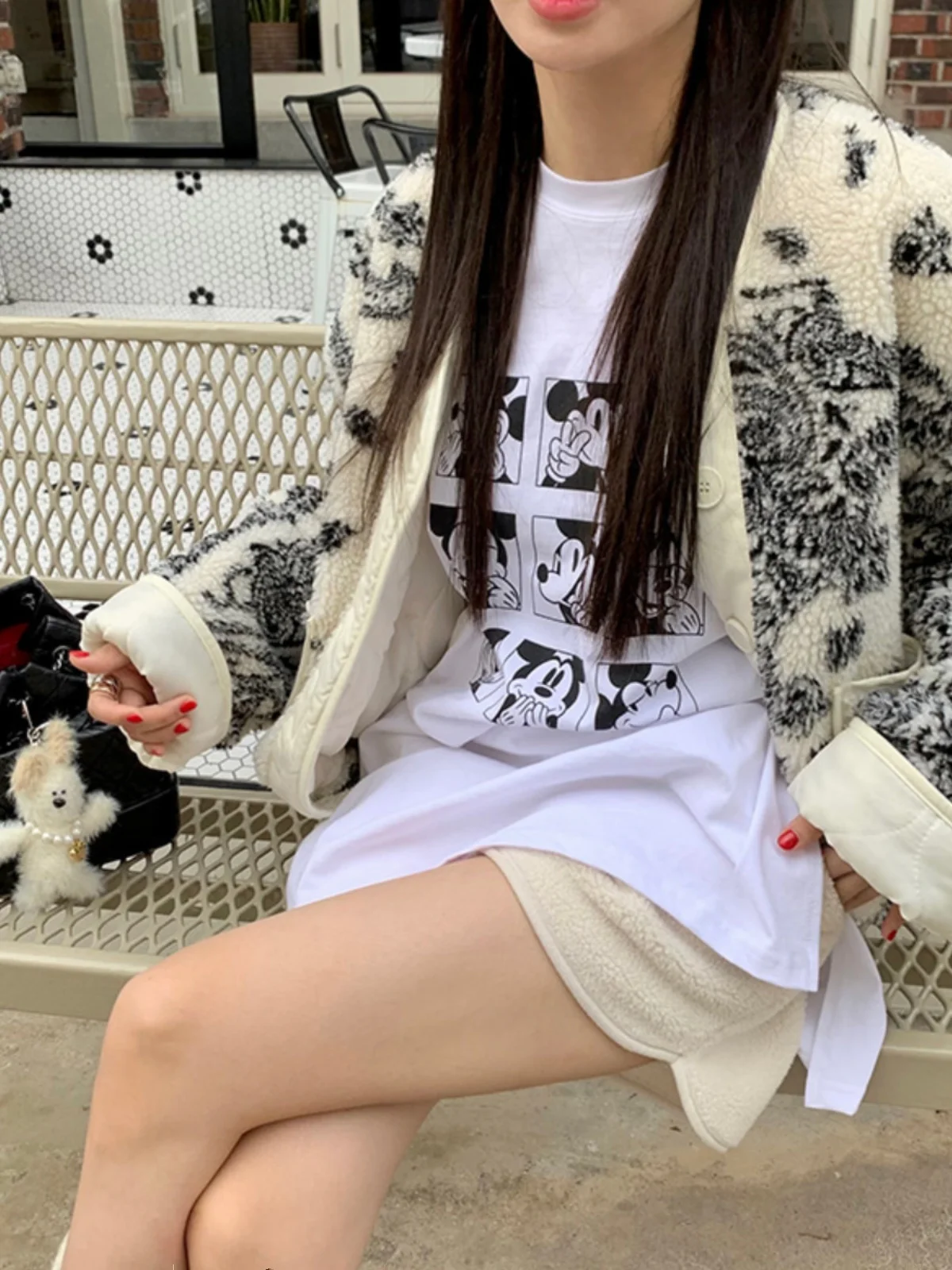 

Женская куртка в стиле ретро с завязками, свободная хлопковая шуба с мехом ягненка, теплая, большая верхняя одежда, топ