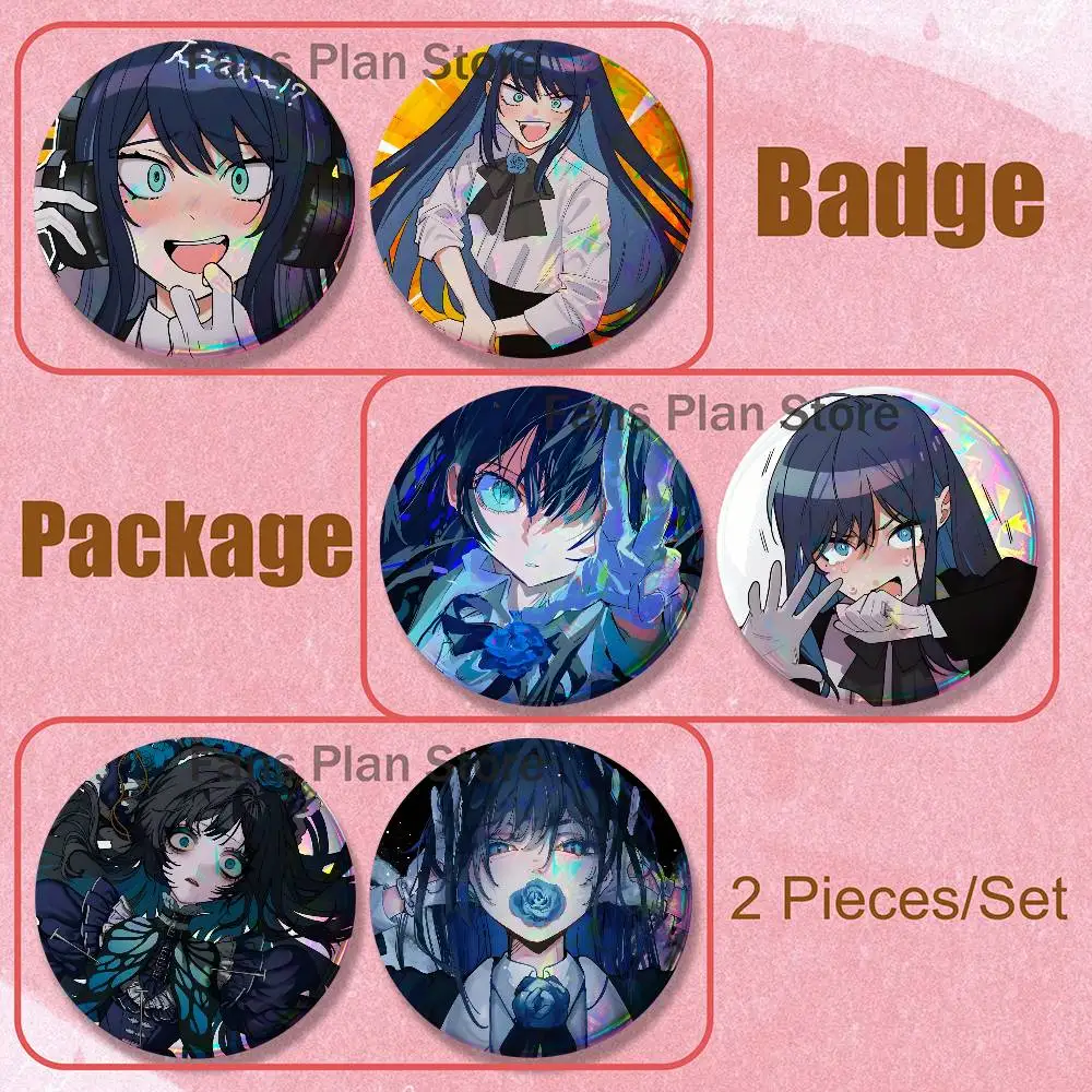 Virtual Singer A-Ado Brooches For Backpack Accessories 25,32,44,58,75mm Round Enamel Pins 2-piece Set Cartoon Anime Badge