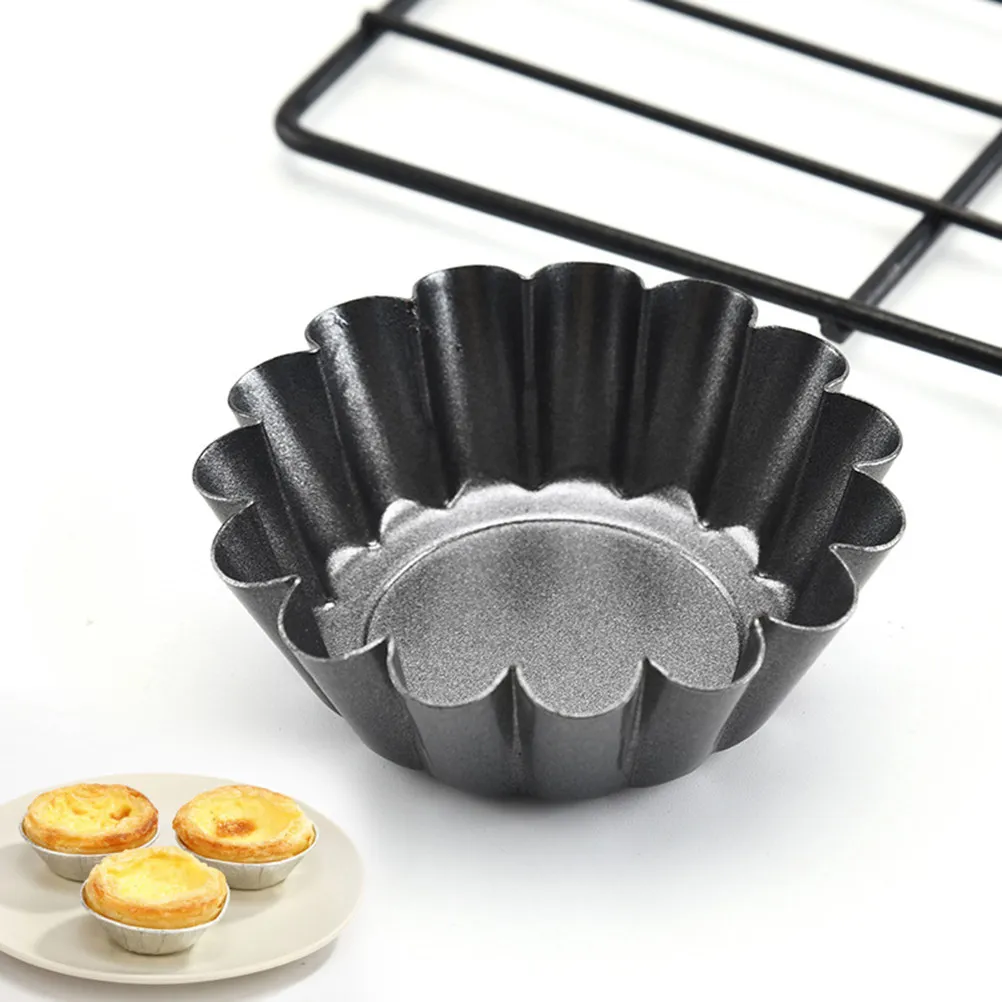 5Pcs Chrysanthemum-Shaped Tart Pans Non-Stick Flower Design Baking Mold for Egg Tarts Fruit Tarts Mini Cupcakes Quick Release