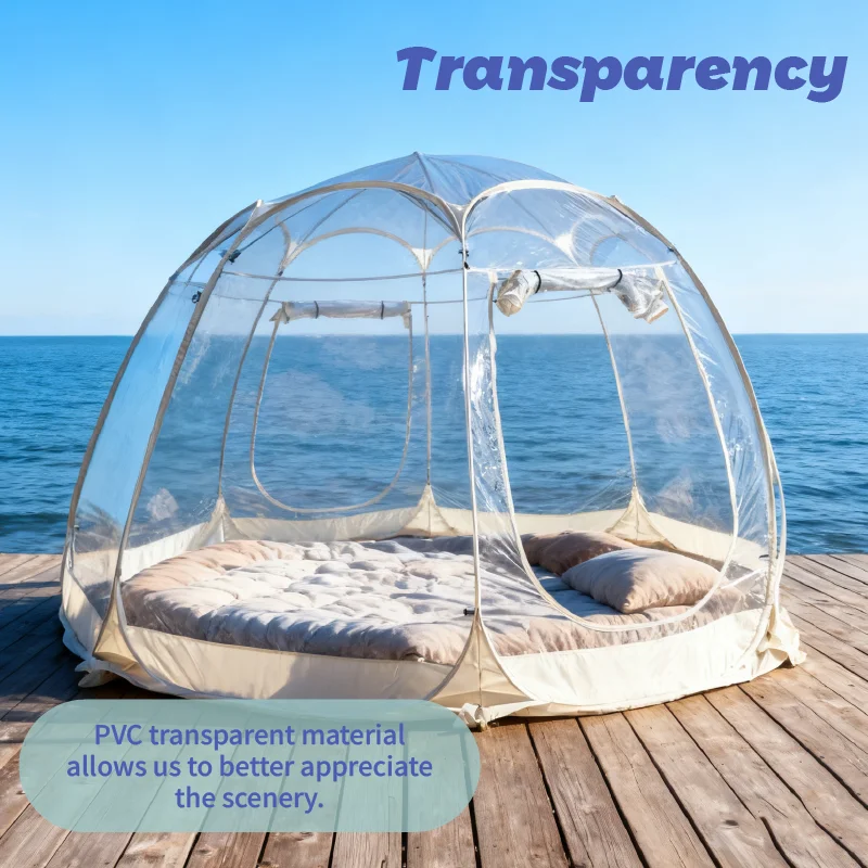 Multi-purpose Clear Tent PVC Pop Up Mosquito Proof Transparent Tent 2-6 Person Outdoor Garden Camping