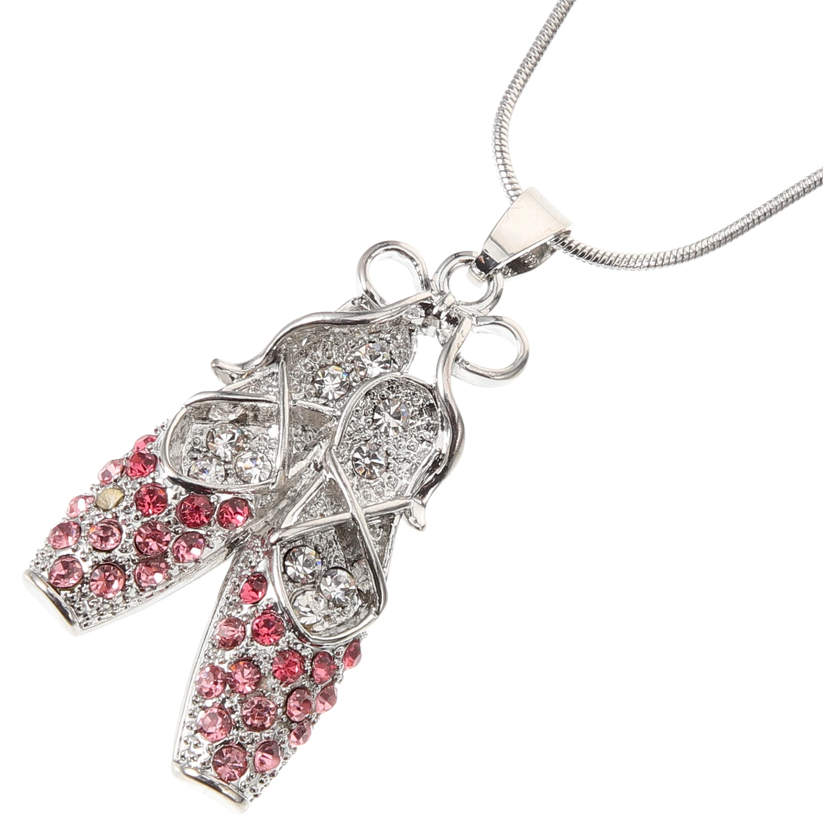 

Ballet Shoe Necklace Alloy Pink Diamond Rhinestones Pendant for Women Eye catching Elegant Party Wedding Gift Crystal Clavicle