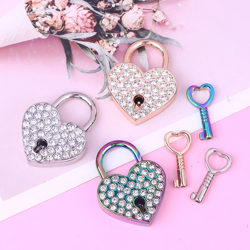 Metal Heart‑Shaped Keyed Padlock Small Lock For Jewelry Box Wooden Storage Cabinet Case