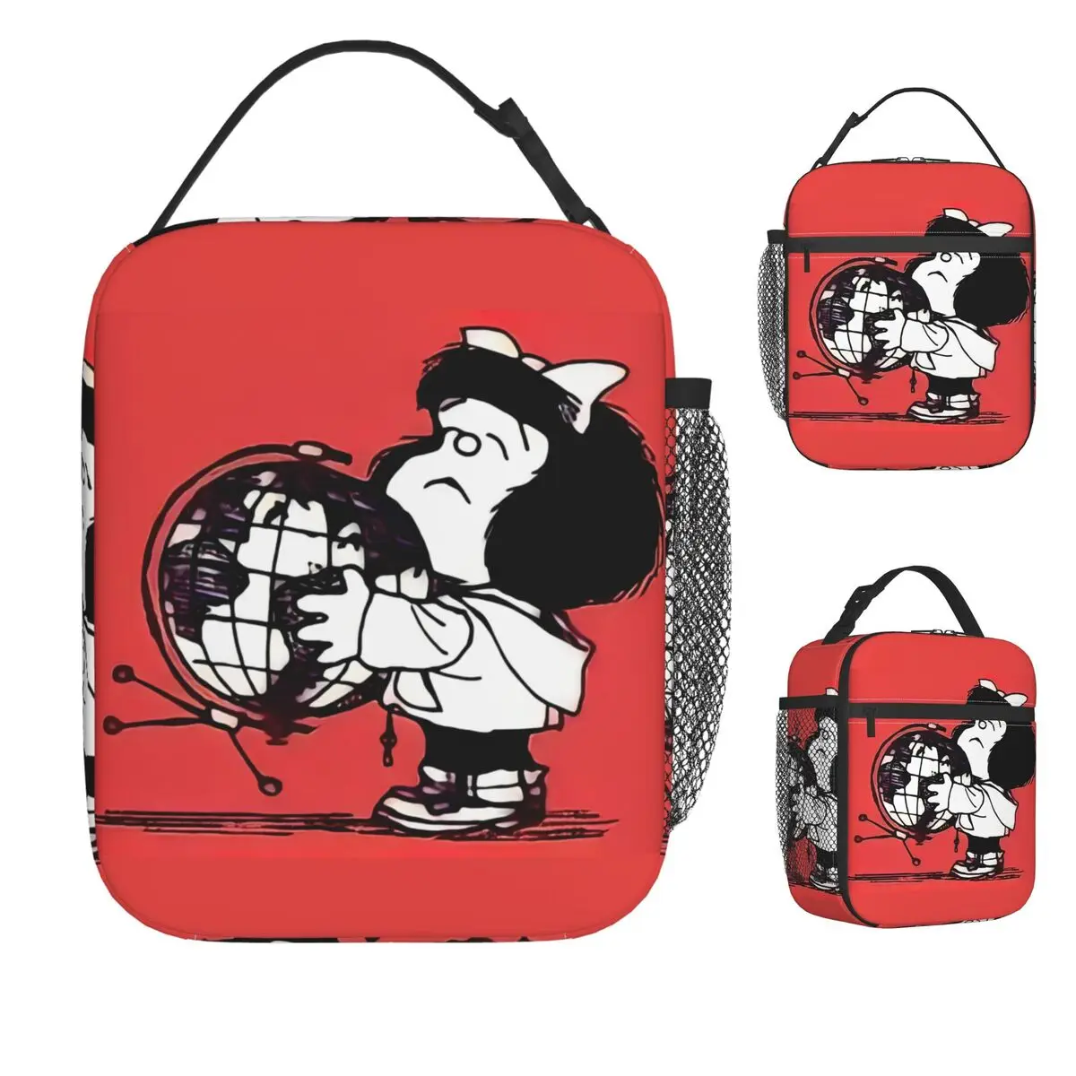 

Mafalda Comic Cartoon Kawaii Lunch Bag Vintage Lunch Box Work Portable Tote Food Bags Print Cooler Bag