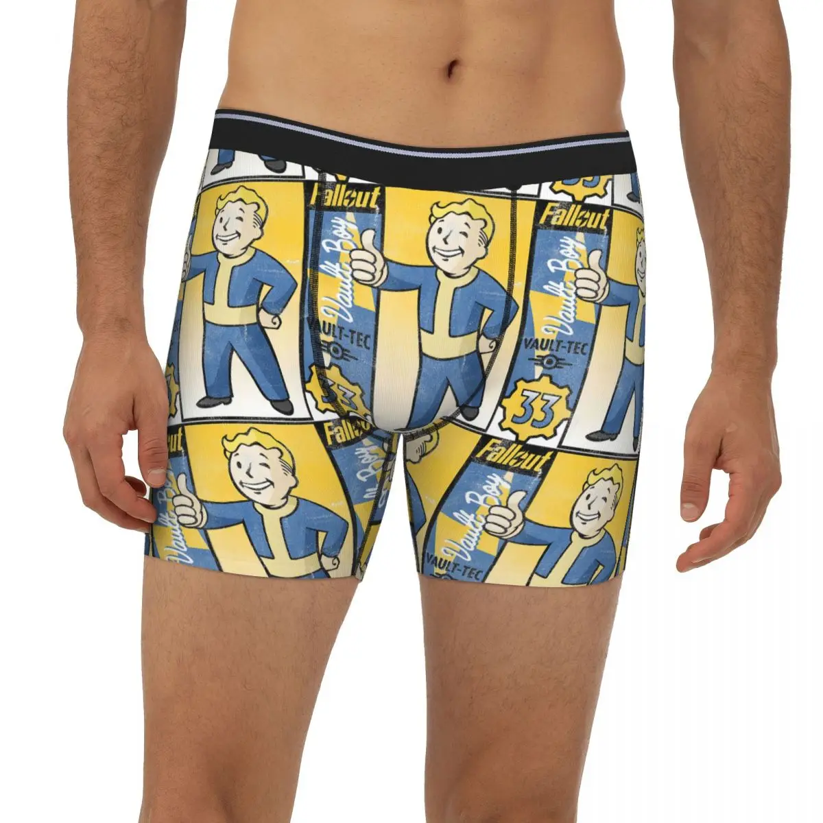 Fallout Pip Boy Thumbs Up Calzoncillos tipo bóxer largos, bragas cortas para hombre, ropa interior transpirable para hombre, regalos para novio