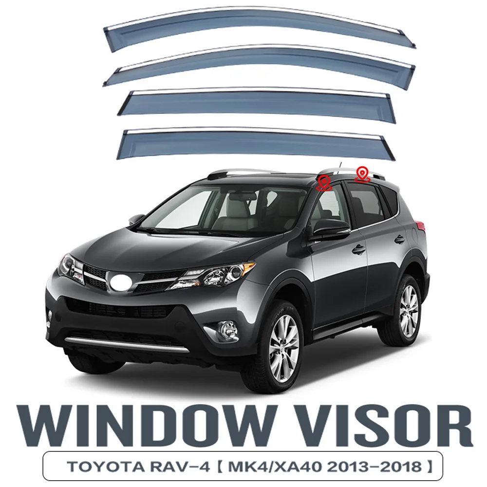 

Chrome Strips Rain Guards for TOYOTA RAV4 XA40 2013-2019 Window Visor Wind Deflectors Door Visor Vent Shades Ventvisor