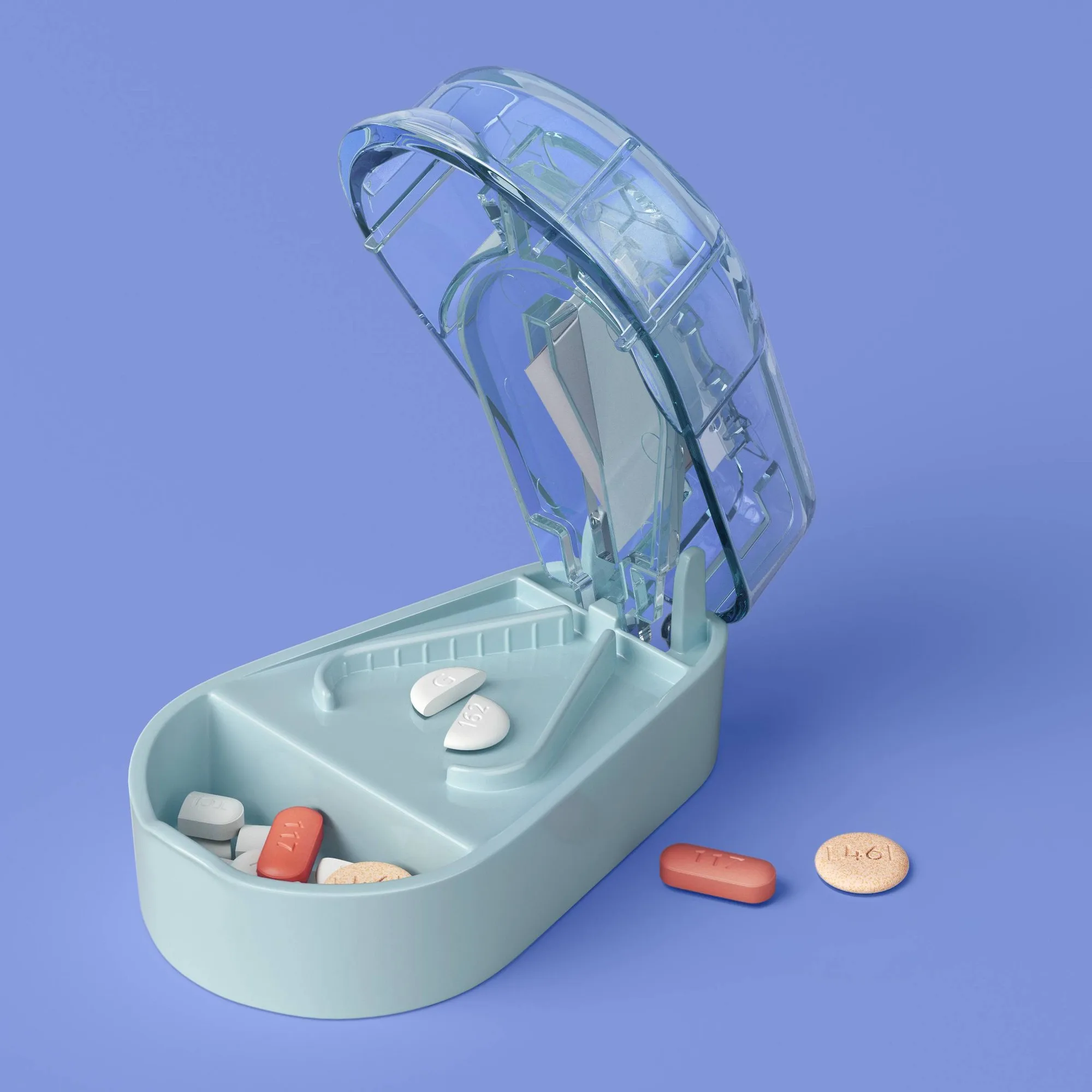 Compact Pill Cutter With Stainless Steel Blade, Portable Tablet Splitter For Travel And Home Medicine Use