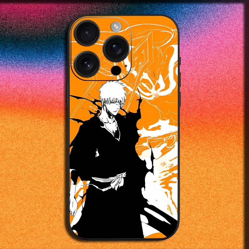 B-Bleach K-Kurosaki Ichigo Funda de teléfono para iPhone 17,16,15,14,13,12,11,Pro,Max,Plus,E,SE4,Air,Mini Funda negra
