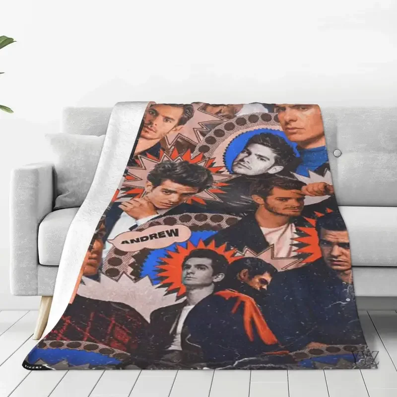 Andrew Garfield Plaid Blanket Flannel Winter Art Collage Multifunction Soft Throw Blankets for Bed Bedroom Bedding Throws