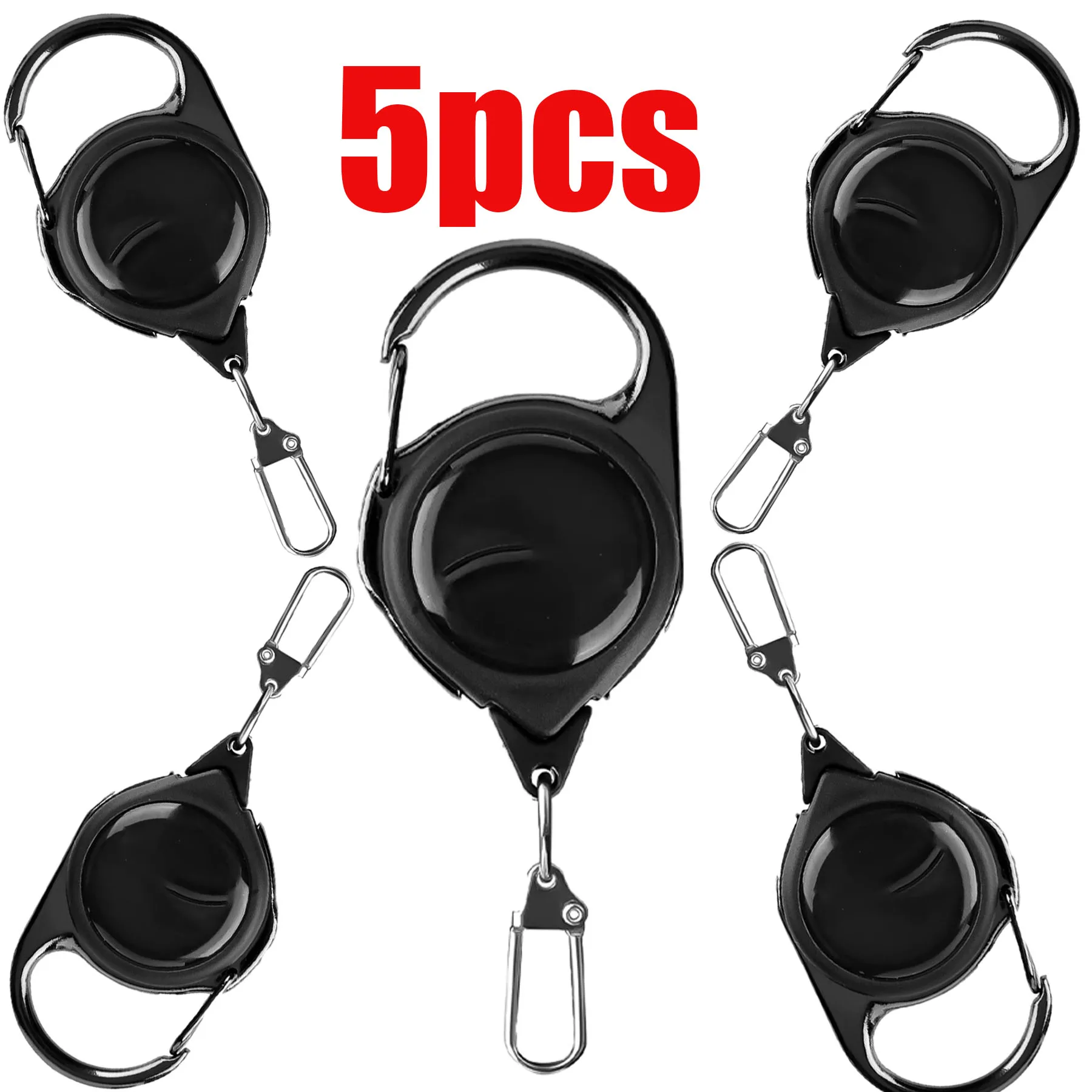 Retractable Heavy Duty Pull Reel Carabiner Strong Steel Wire Rope Buckle Spring Key Ring Outdoor Sporty Attachment Keychain Tool