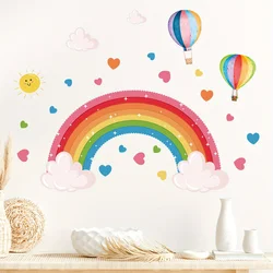 Cartoon Cute Rainbow Colorful Heart Balloon Sun Wall Stickers Removable for Bedroom Living Room Nursery Decoration Wall Decal