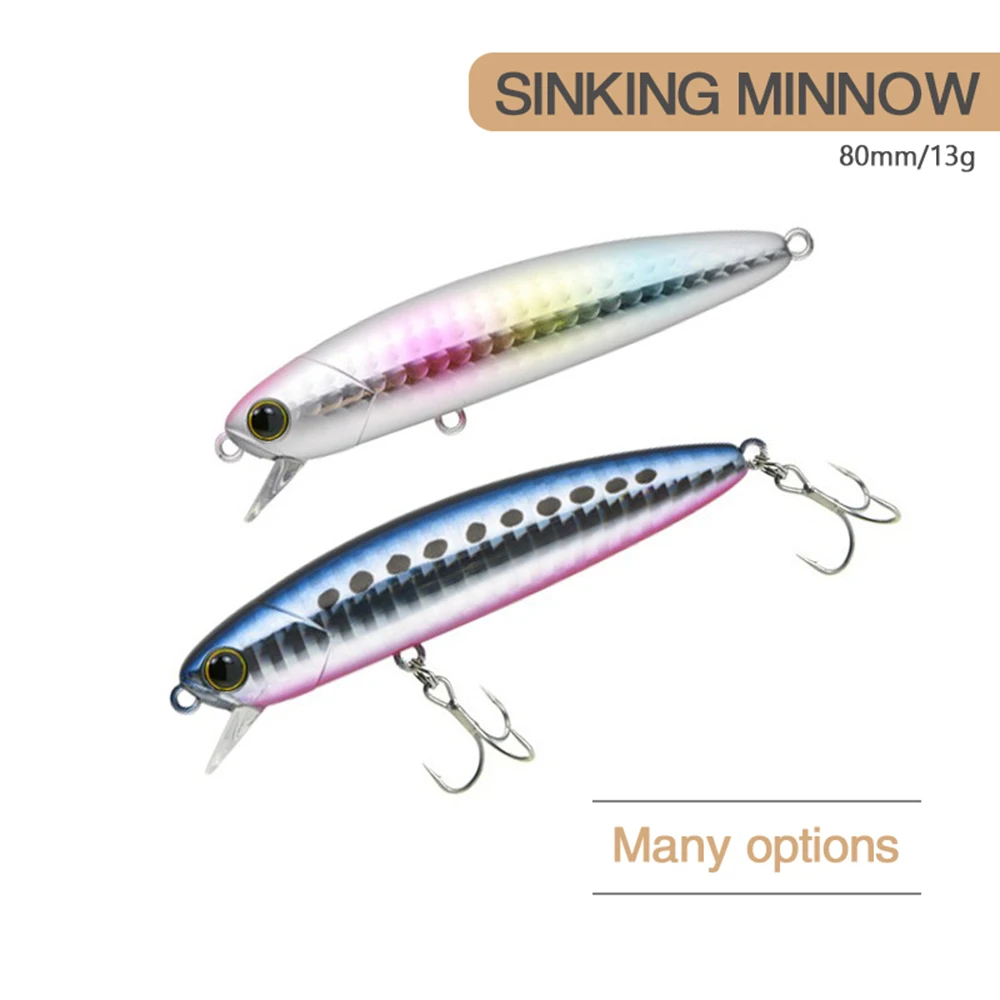 8cm 13g Fishing Lure Minnow Wobbler Long Cast Sinking Pencil Bait Jerkbait Swimbait Artificial Hard Bait Ocean Fishing Bass Bait