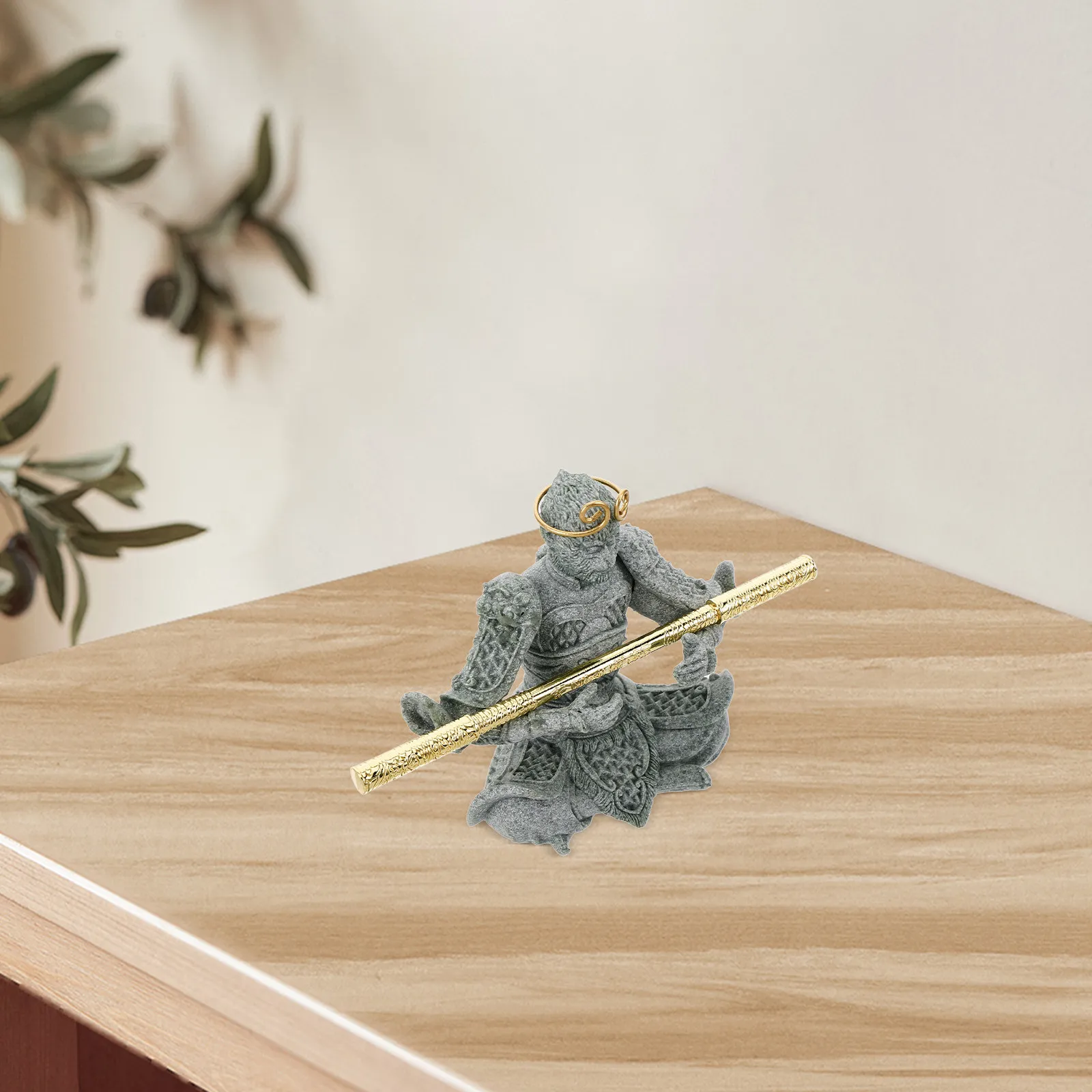 Statue Handcrafted Sandstone Wukong Tabletop Ornament for Tea Ceremony Desk Decor Asian Myth Garden Bonsai Fish Tank