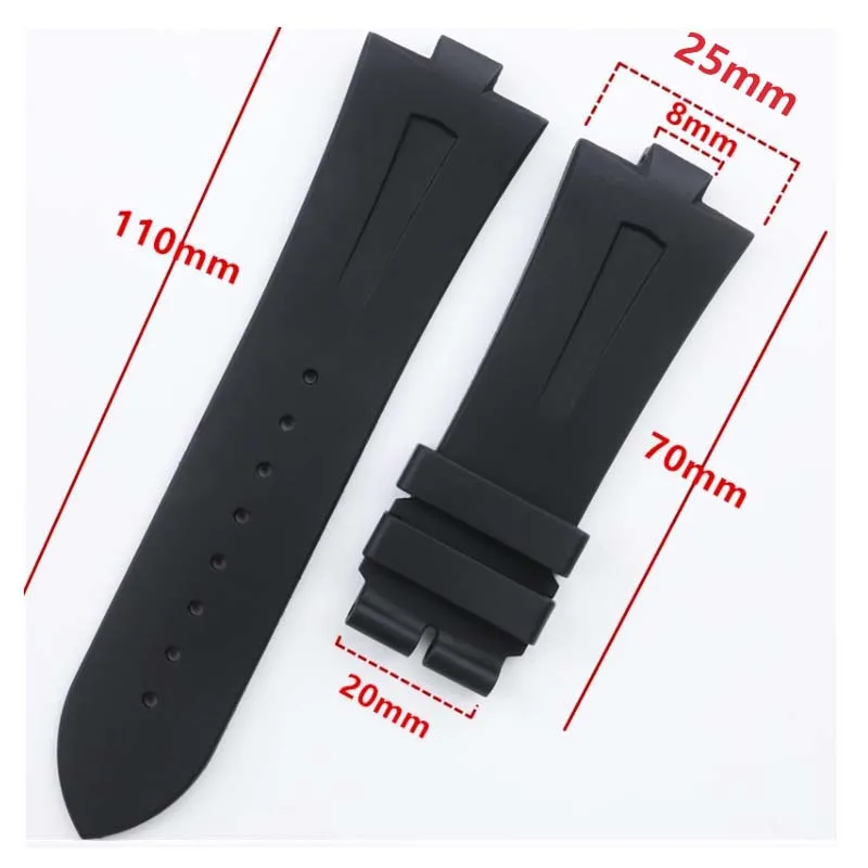 Rubber Watchband for Vacheron Constantin overseas p47040 47450 49150 VC Convex Watches band Men Silicone watches Strap 25* 8mm