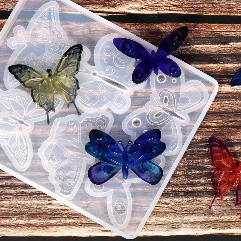 New 1PCS Butterfly Earrings Charms Craft DIY Transparent UV Resin Liquid Silicone Combination Molds for Earrings Making Jewelry