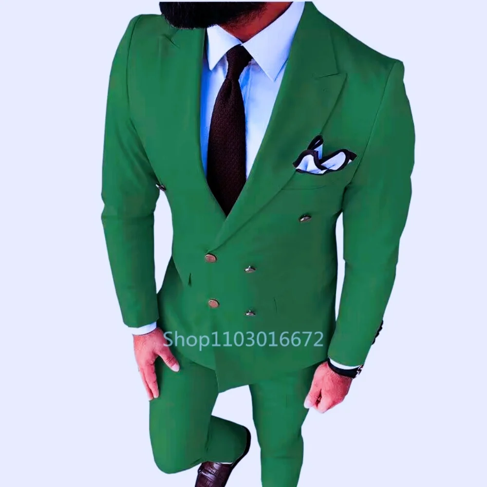 

2 pieces of men's formal suits, fashionable suit jackets, trousers, business suits, double-breasted sharp-collared formal party