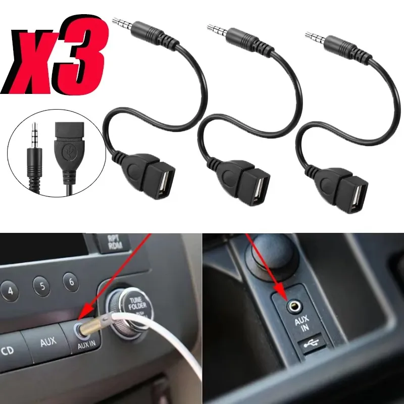 1/2/4/6pcs Car Connection Cable USB Female To Audio AUX Cable USB Flash Drive/Navigation/Stereo AUX Data Adapter Car Accessories