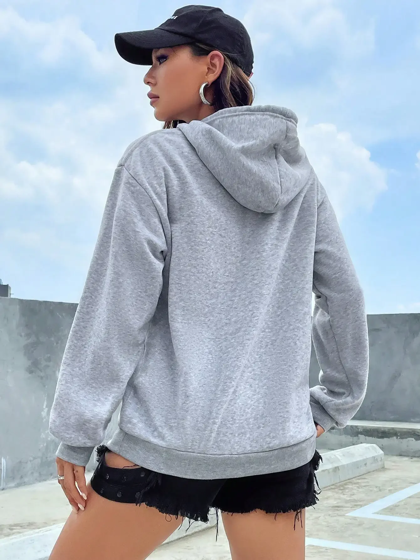 

Solid Color Casual Hoodie for Female Pocket Creative Hoody All-Match Street Clothes Womens Unisex Pullovers