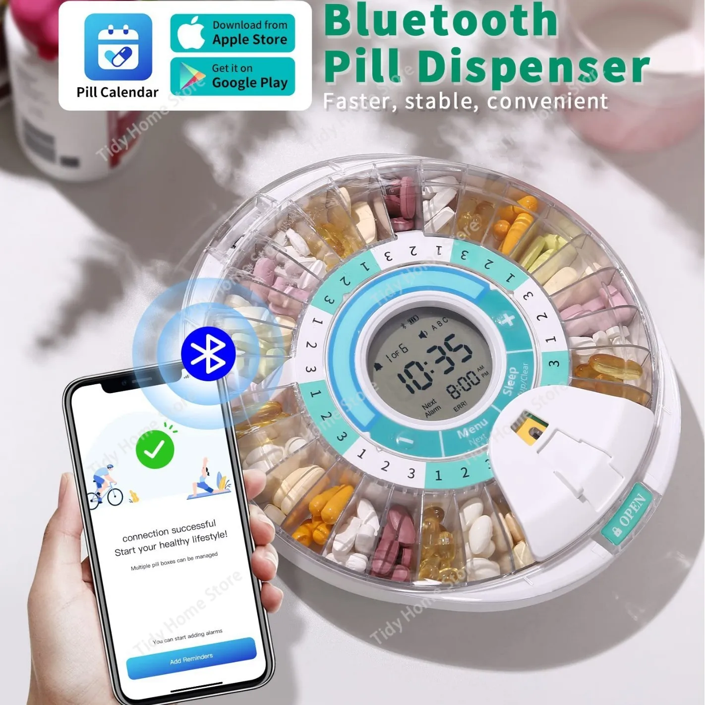 Smart electronic medicine box packaging box, convenient multi-functional timing alarm clock, elderly  reminder 20.6*23.3*5.7cm