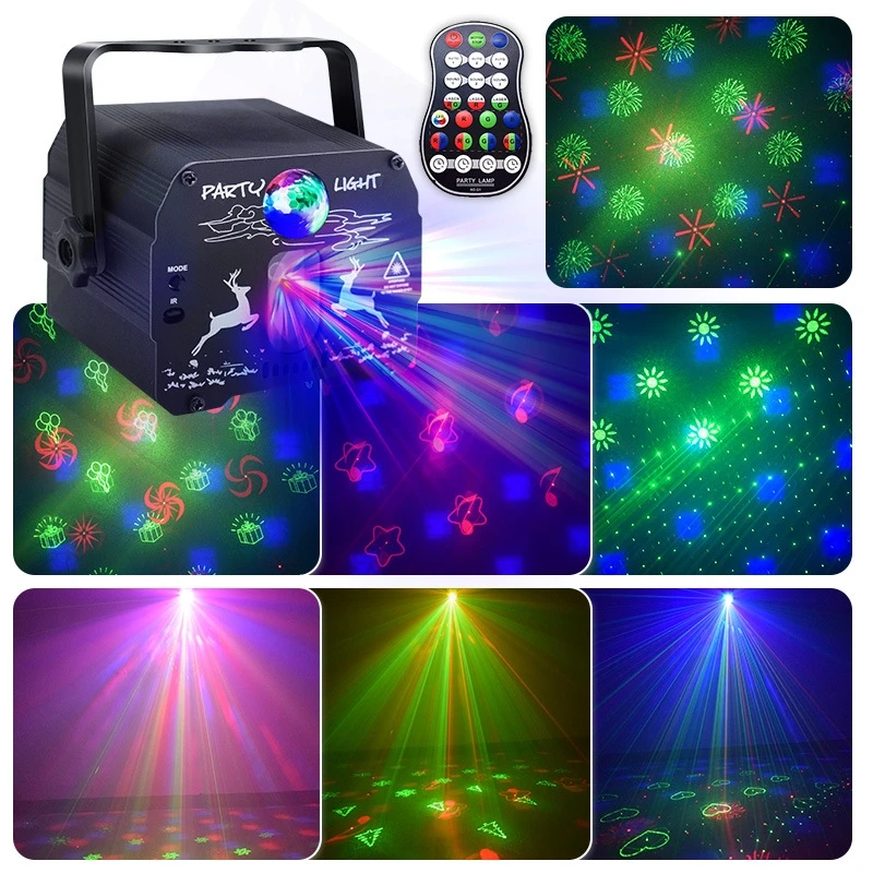 Pattern DJ Disco Light RGB Stage Effect  Lights USB Battery Magic Ball Laser Projector Wedding Christmas Halloween Holiday Party