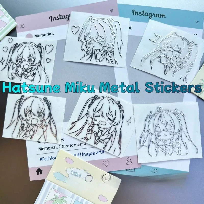 Hatsune Miku Metal Stickers Anime Peripheral Personalized Waterproof Stickers Cell Phone Headphones Laptop Car Decorative Gift