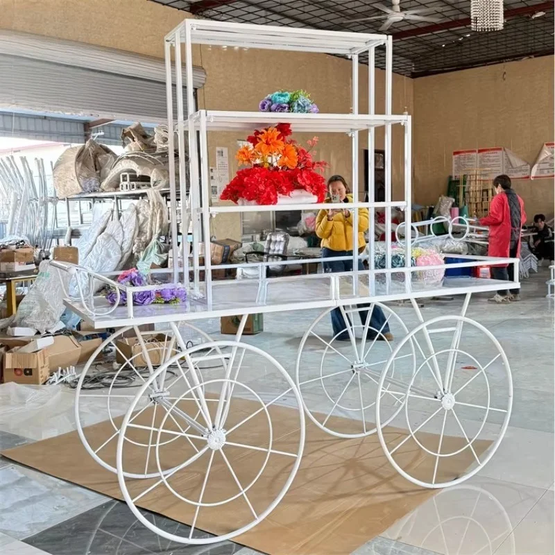 Birthday party cake display rack, metal dessert display rack, detachable candy cart display rack with wheels