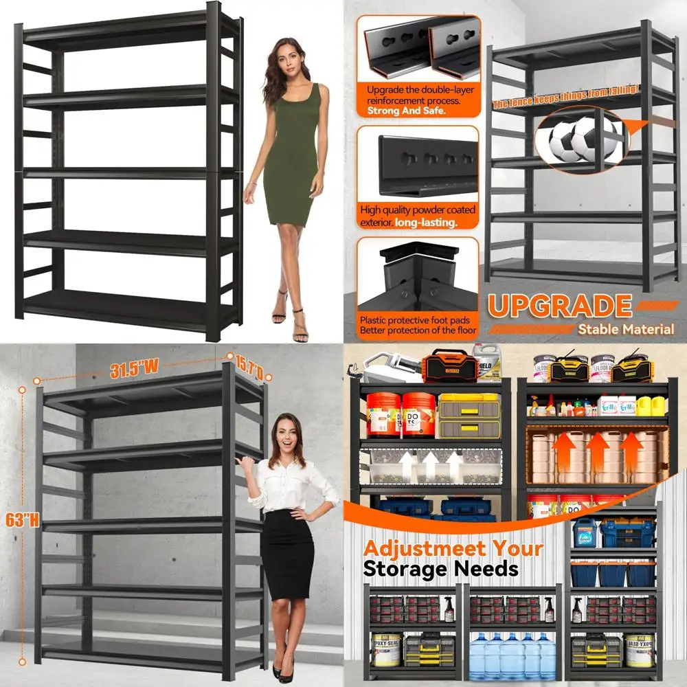 

Сверхмощный 5-ярусный регулируемый стальной стеллаж для большой грузоподъемности — идеальное решение для хранения гаражей, склада и хо