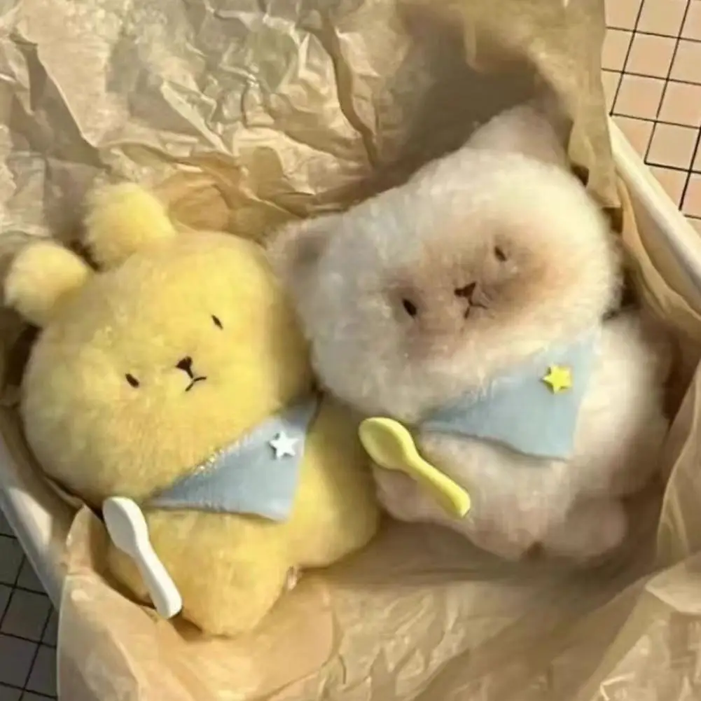 Urocza pluszowa zabawka w kształcie królika i kota syjamskiego z kreskówki, miękka wypchana lalka, breloczek do kluczy, zawieszka do torby, dekoracja plecaka, kawaii prezent dla par.