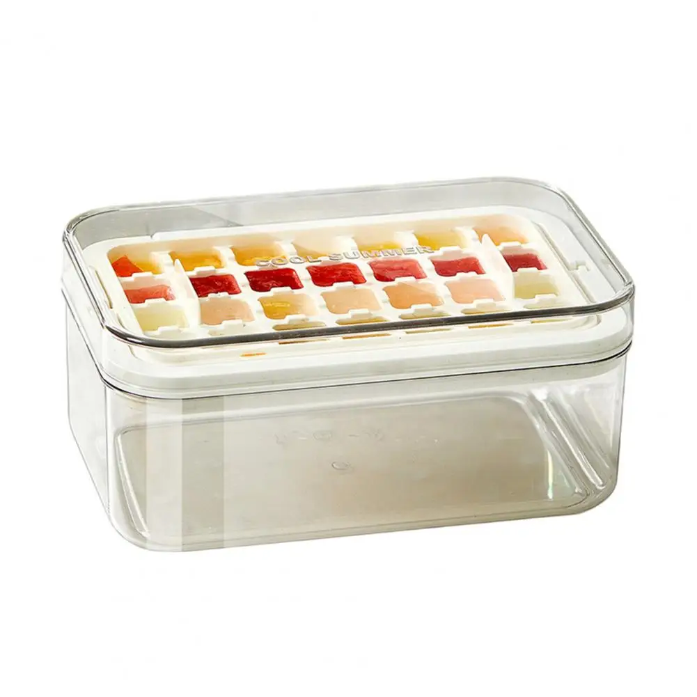 

28 Cubes Summer Drink Ice Maker with Lid Easy-Release Dust-proof Stackable Ice Cube Mold for Drinks Coffee Cocktail