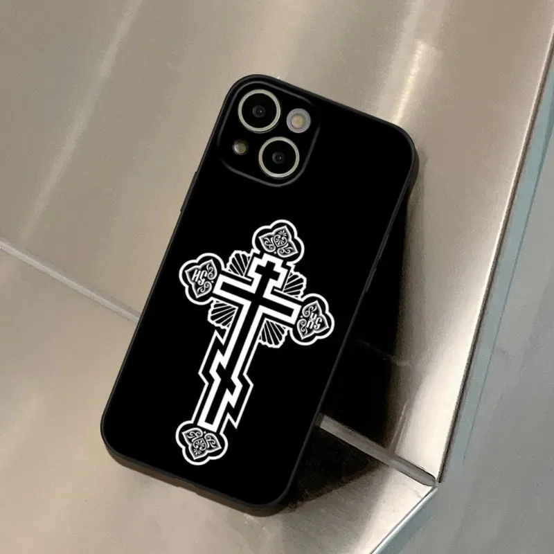 Orthodox Cross Icon Phone Case FOR IPhone 15 14 11 12 Pro 8 7 Plus X 13 Pro MAX XR XS MINI SE 2020 Black Covers