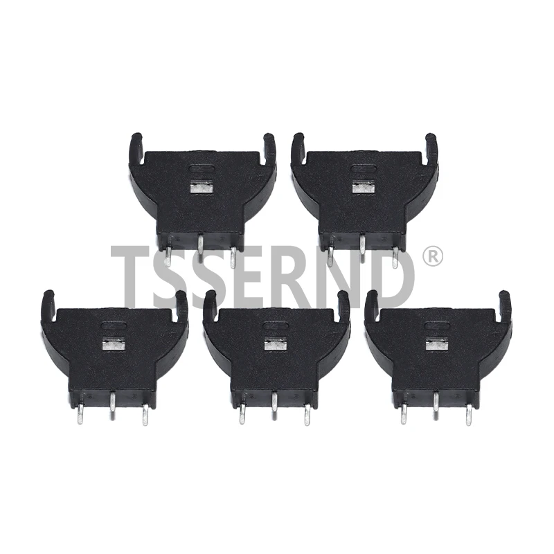5PCS Black Plastic CR2032 2032 3V Half-Round Cell Coin Battery Socket Holder Case Module Battery Boxes Vertical Inline 3 Pins