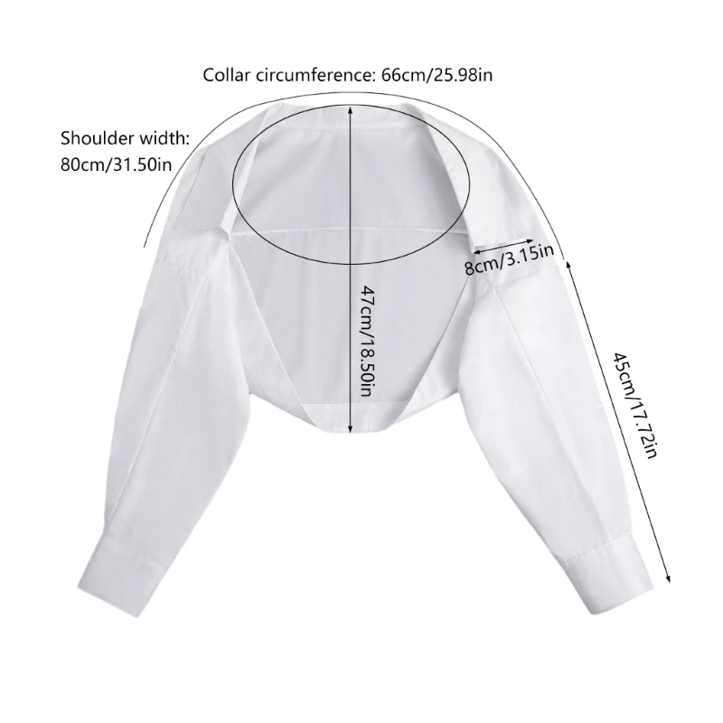 F42F White Faux Collar Outerwear for Women Long Sleeve Open Front Crop Top Jackets