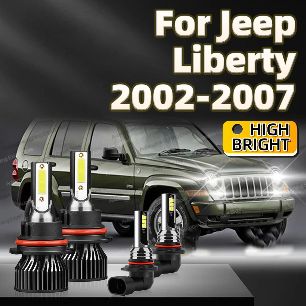 

4Pcs Car Headlight 9007 LED Bulb 30000LM Turbo Lamp 6000K 9145 Fog Light For Jeep Liberty 2002 2003 2004 2005 2006 2007