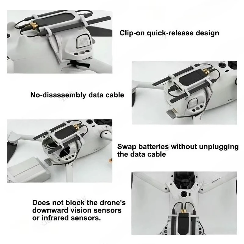 For DJI LITO / LITO X1 Drone 4G Module Mounting Bracket Data Cable/Antenna Kit Clip-on Quick Installation Bottom Mount Holder