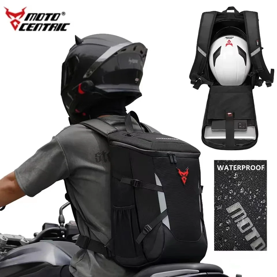 

2024 MOTOCENTRIC 28L Motorcycle Backpack Waterproof Outdoor Sports Riding Helmet Locomotive Backpack Business Travel Laptop Bag