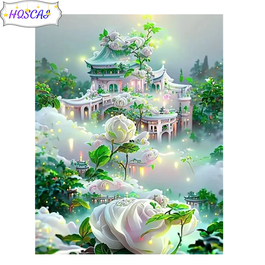 Full circle diamond painting Mushroom Castle Diamond embroidery handmade diamond embroidery mosaic art home decoration pictures