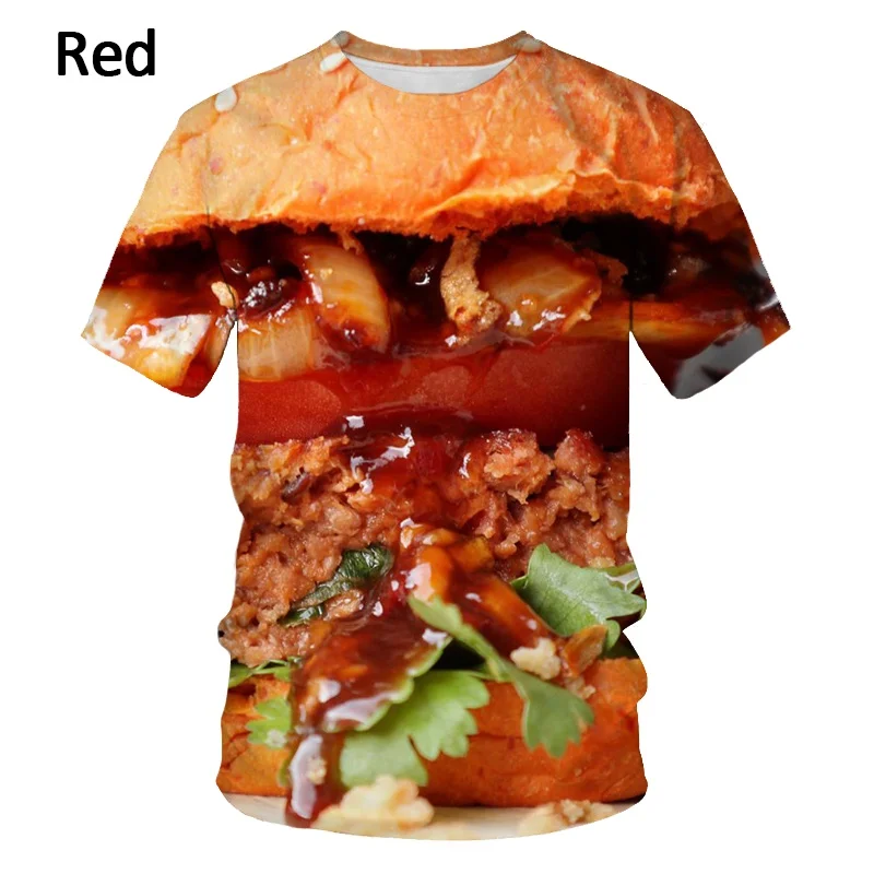 Summer New Food Hamburger 3d Printing T Shirt Fashion Men's Unisex Casual T Shirt