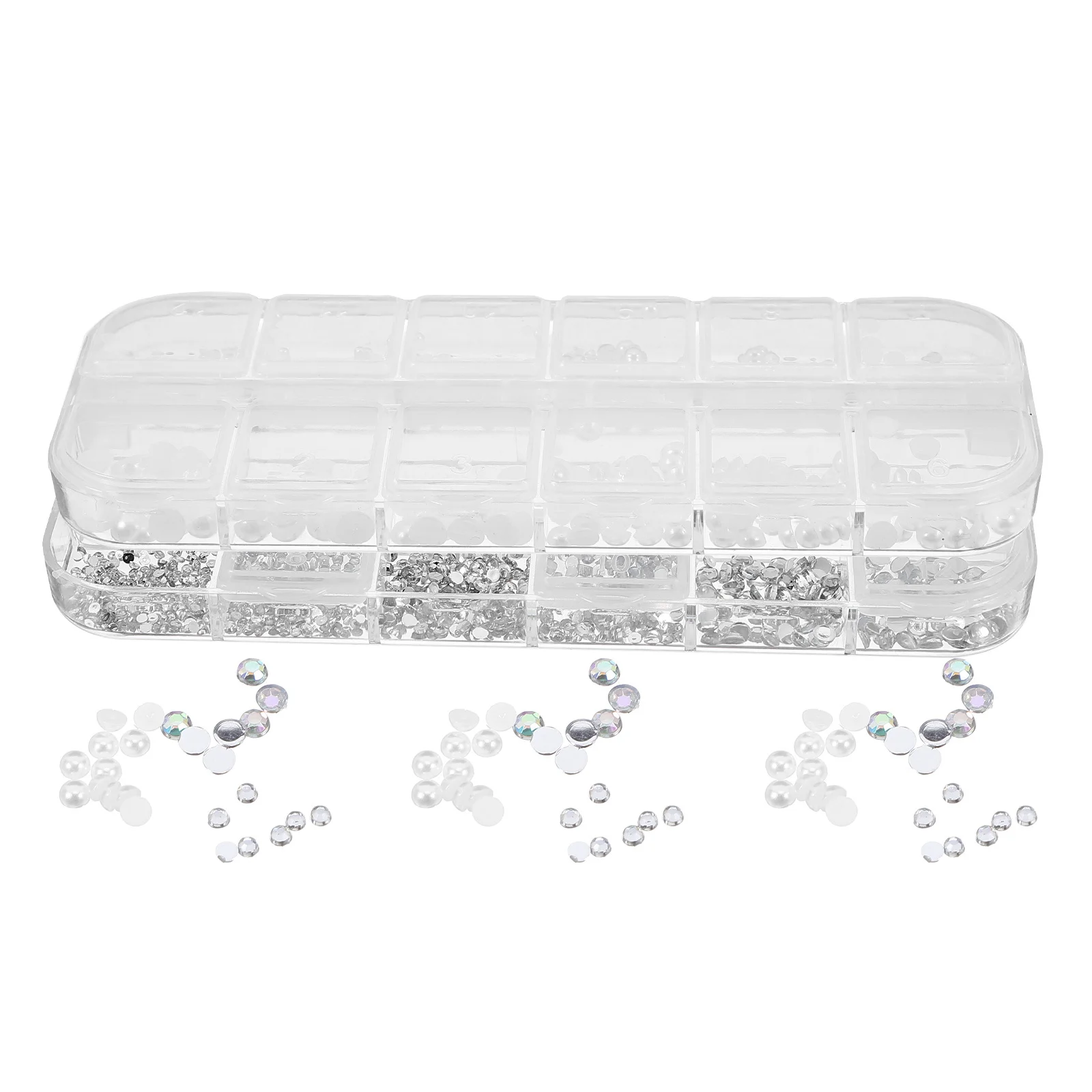 2 قطعة 2 صناديق اللؤلؤ شقة الراين مسمار الفن سحر الزينة الصغيرة للنساء Diy بها بنفسك مانيكير لوازم أدوات حفلات الزفاف #3