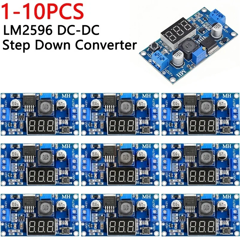 1-10PCS LM2596 DC DC Step Down Converter Voltage Regulator LED Display Voltmeter 4.0~40 to 1.3-37V Buck Adapter Adjustable Power