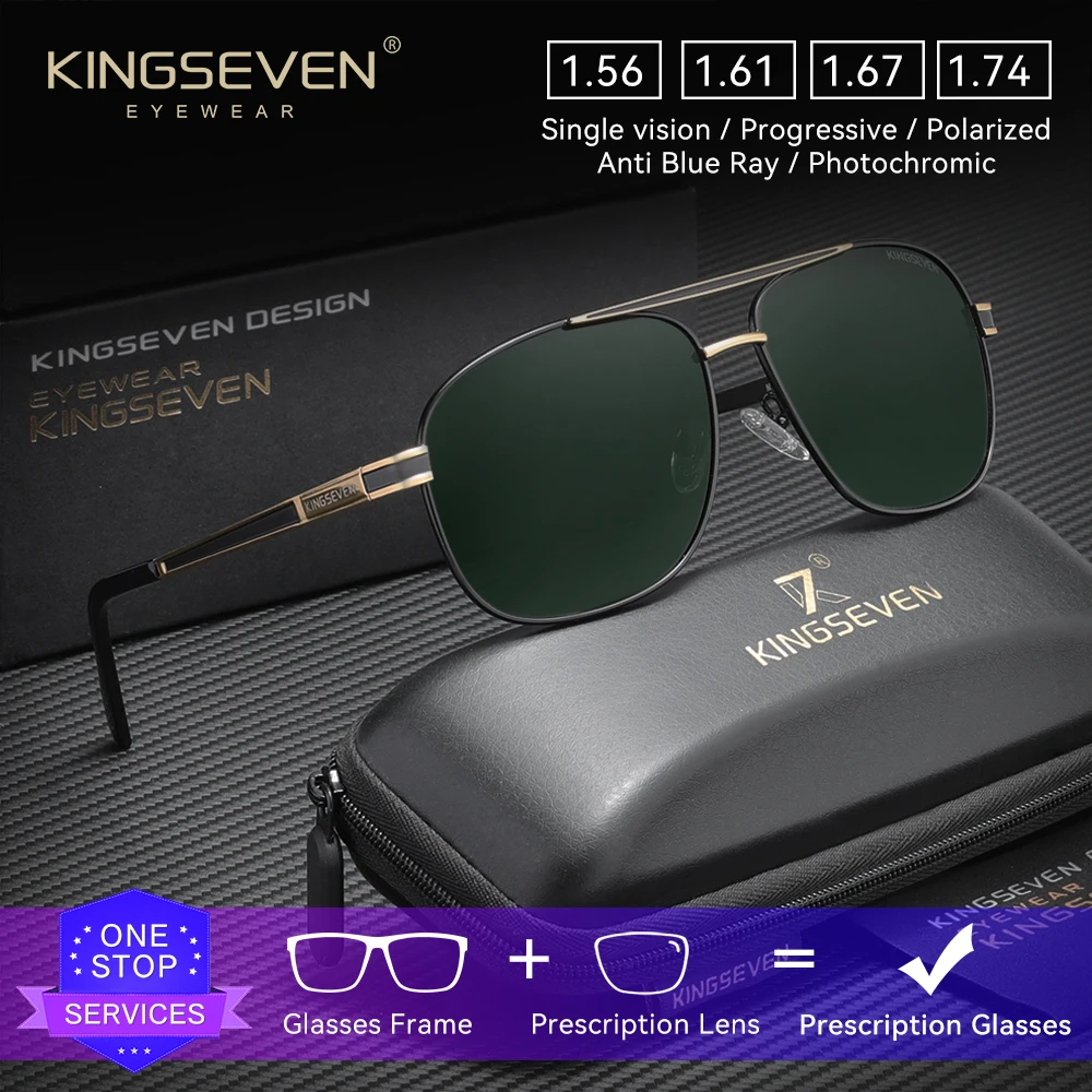 KINGSEVEN Guida Uomini Occhiali da sole da vista Miopia Ipermetropia Occhiali progressivi Occhiali estivi con lenti ottiche causali all'aperto